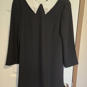 H&M Elegant Black Dress with White Collar